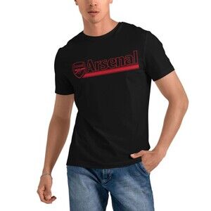 Arsenal Small Graphic Tee Black Cotton Short Sleeve Crew Neck Soccer Retro NWOT